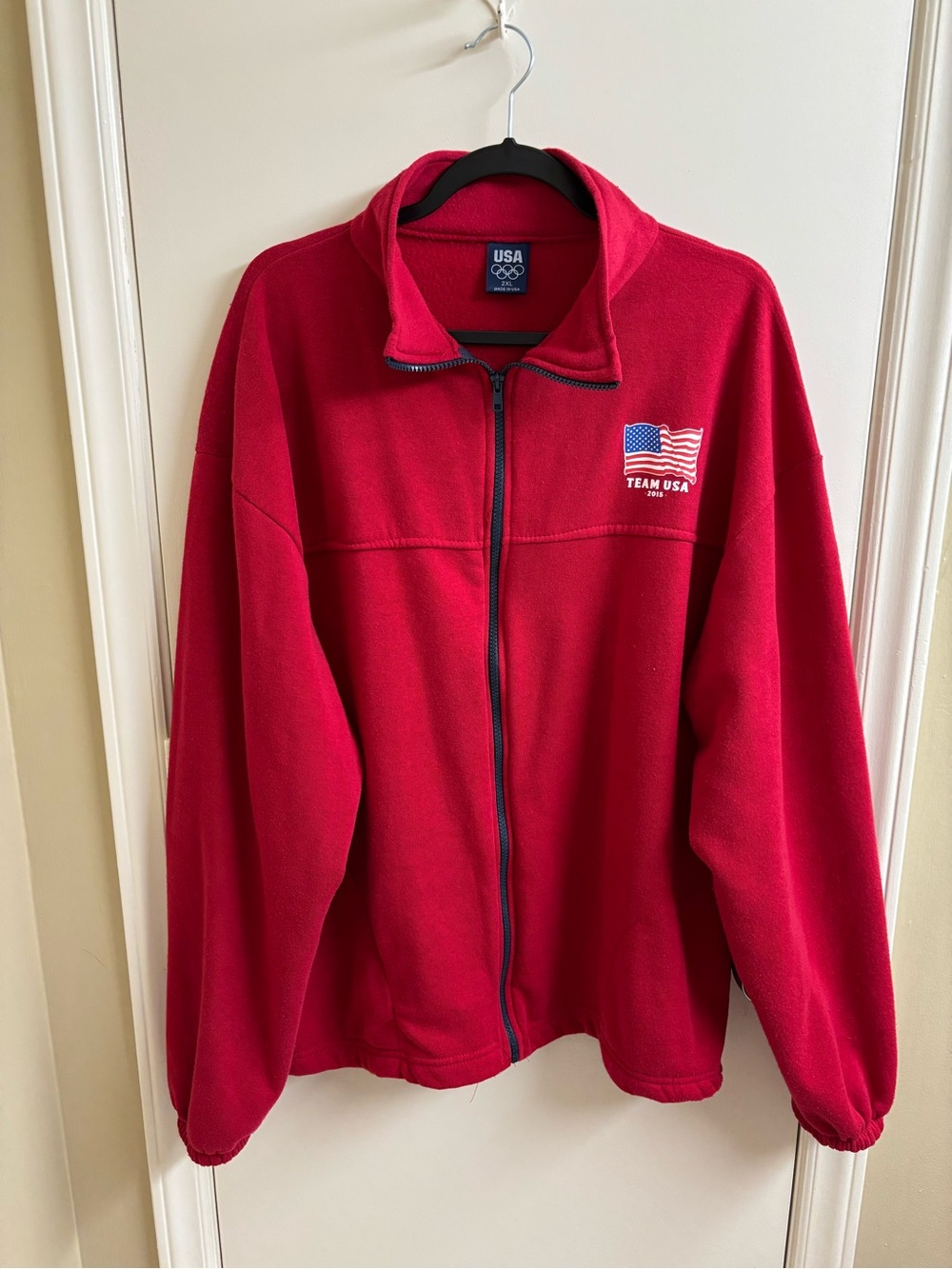 USA Olympic Team USA 2015 Full Zip Fleece Jacket 2XL Red Made in USA